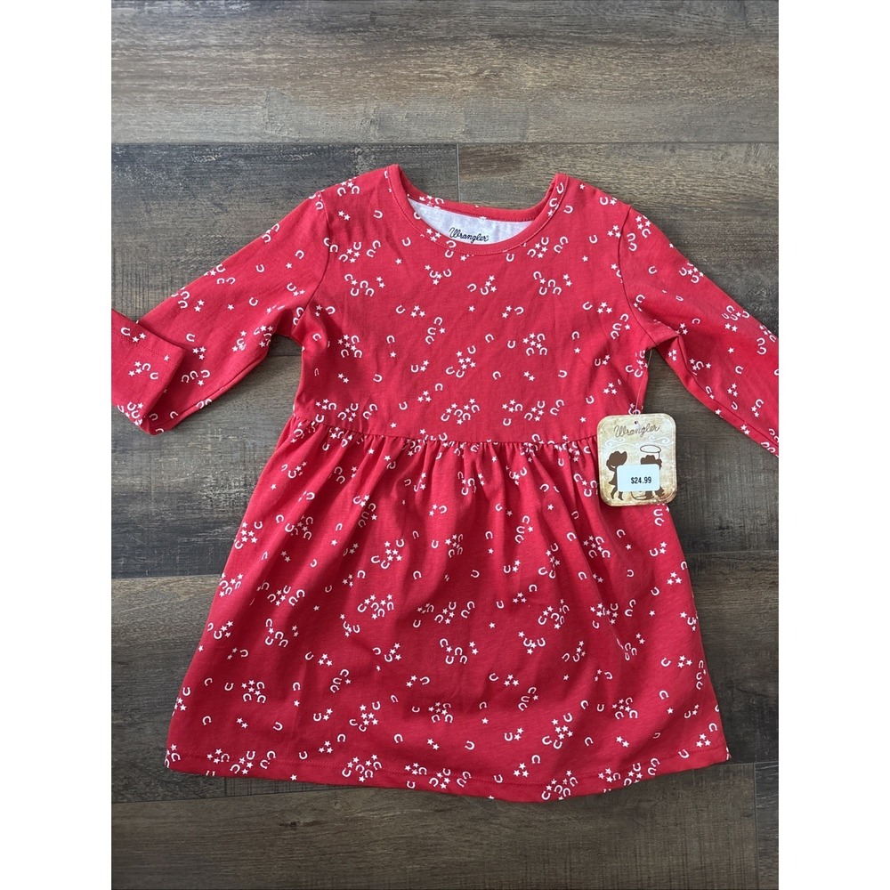 NWT Wrangler Dress Red Horseshoes Girls 2t Western Rodeo Cowboy